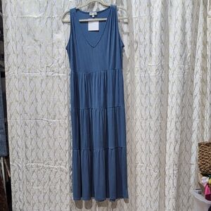 Blue Sleeveless Maxi Dress